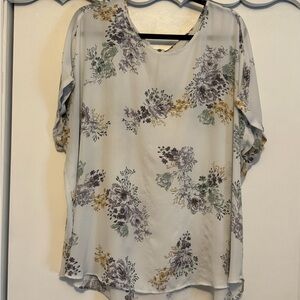 Maurices Floral Print Blouse in Gray and Green